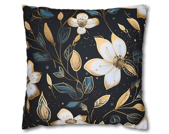 Floral gesponnene Polyester Quadratischer Kissenbezug, niedliche Kissenbezüge, Wohnzimmerdekor, Schlafzimmerdekor