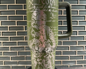 Veteran themed We the People Laser Engraved od green 40oz Tumbler