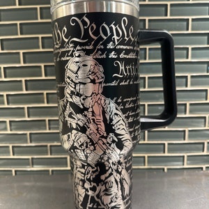 Veteran themed We the People Laser Engraved black 40oz Tumbler