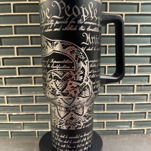 Don’t Tread on Me / Snake themed Laser Engraved black 40oz Tumbler