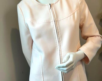Vintage Light Pink Women&#39;s Suit Long Zippered Jacket