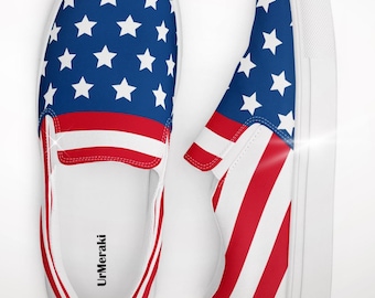 Patriotic Women's Canvas Slip-on Shoes: American Pride Sneakers