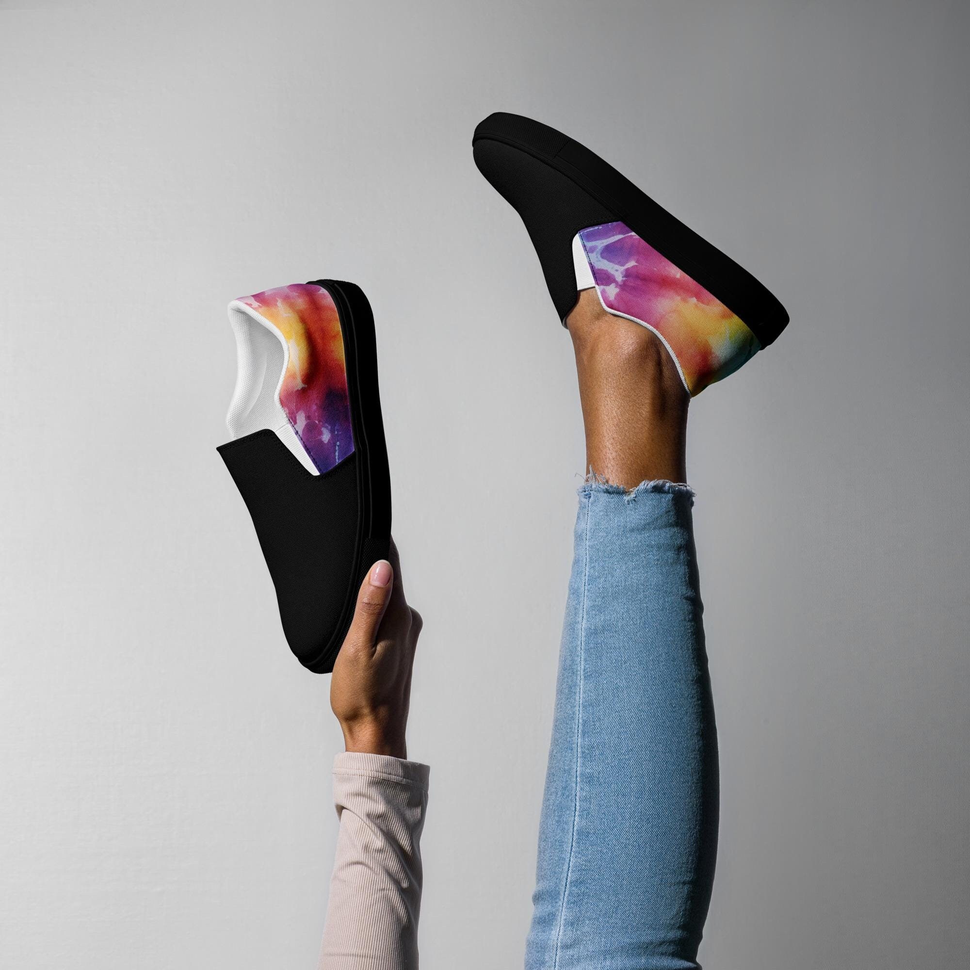 Tie Dye Canvas Slip On Shoes Forever 21 Pastel Tie Dye Women Slip On Shoes, Rainbow Canvas Sneakers  main image 3