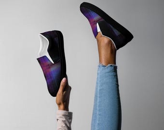 Galaxy Plaid Women’s slip-on canvas shoes