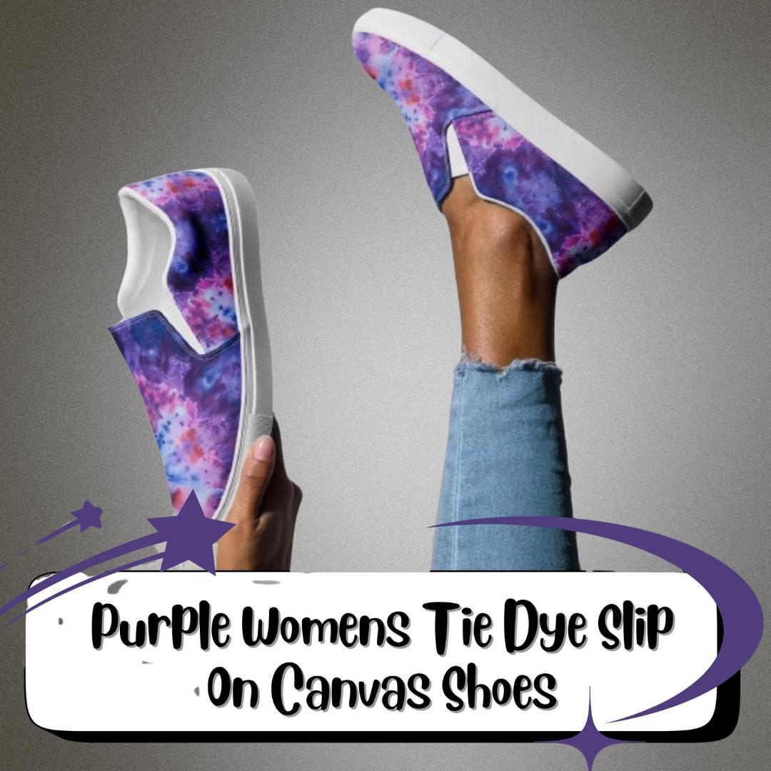 Tie Dye Canvas Slip-on Shoes: Purple, Blue, Orange - Women