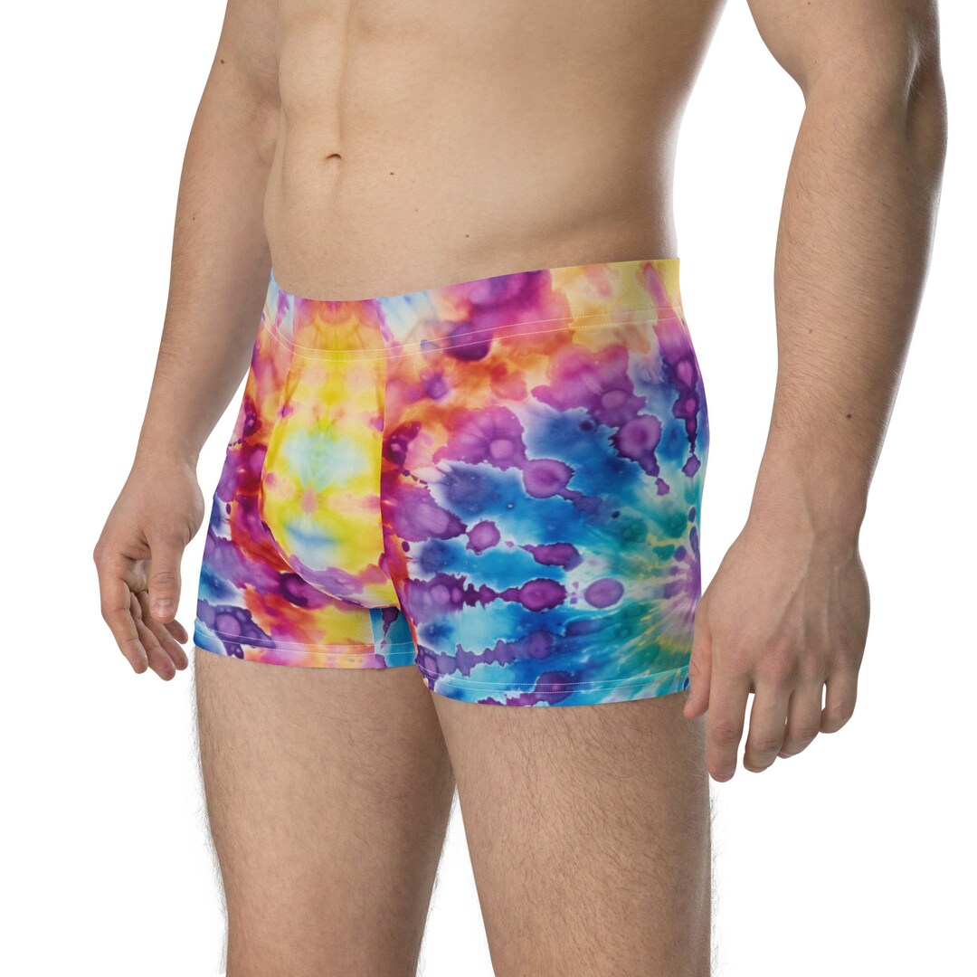 Mens Tie Dye Boxer Briefs Hippie 60s 70s Comfort Fit Gift Fun Groovy