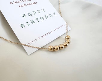 60th Birthday Gold Filled Necklace, Handmade Beaded Necklace, Gift for her