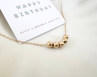 50th Birthday Gold Filled Necklace, Handmade Beaded Necklace, Gift for her