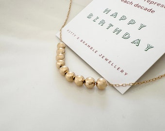 90th Birthday Gold Filled Necklace, Handmade Beaded Necklace, Gift for her