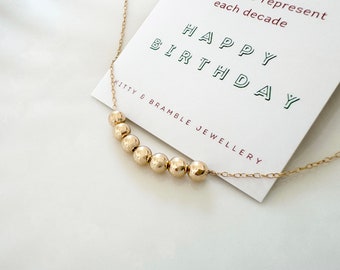 70th Birthday Gold Filled Necklace, Handmade Beaded Necklace, Gift for her