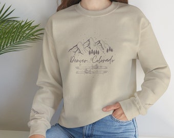 Moletom Denver Colorado Mountain Ski: Gola redonda unissex para férias de inverno