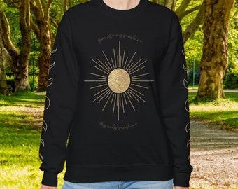 You are My Sunshine Unisex Heavy Crewneck Sweatshirt My Only Sunshine Celestial Sleeves Golden Sunburst Pullover Top