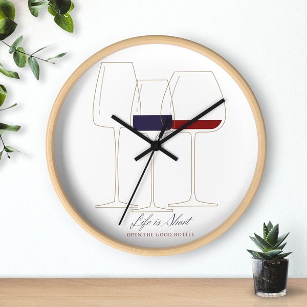 It's Wine O'Clock Wine Wall Clock Kitchen Clock Wine Cellar Clock Wine Room Clock Wine Time Open the Good Bottle