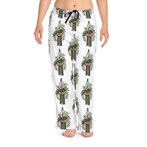 PLKD Signature Hanging Boho Fern Plant Women&#39;s Pajama Pants Bottoms Loungewear