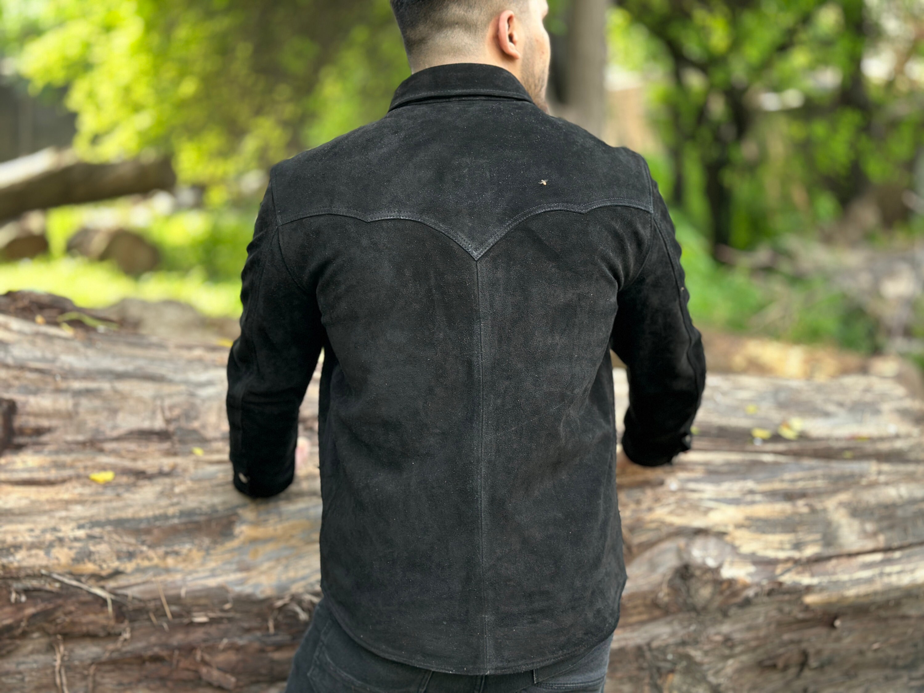 Men's Leather Shirt Western Style Real Suede Leather Jacket