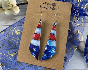 Red White and Blue Patriotic Earrings, Asymmetrical Dangles, 250th Anniversary, 4th of July Earrings, Americana