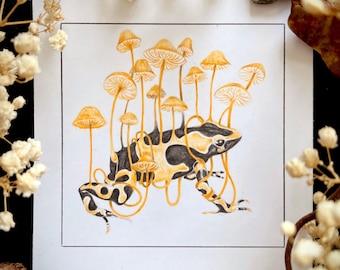 Harlequin Mushroom - Original Drawing