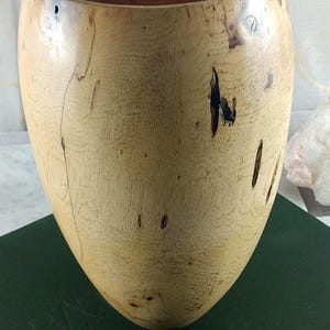 Vintage Spalted Hickory Wood Vase, Hand-Carved Signed Studio Art