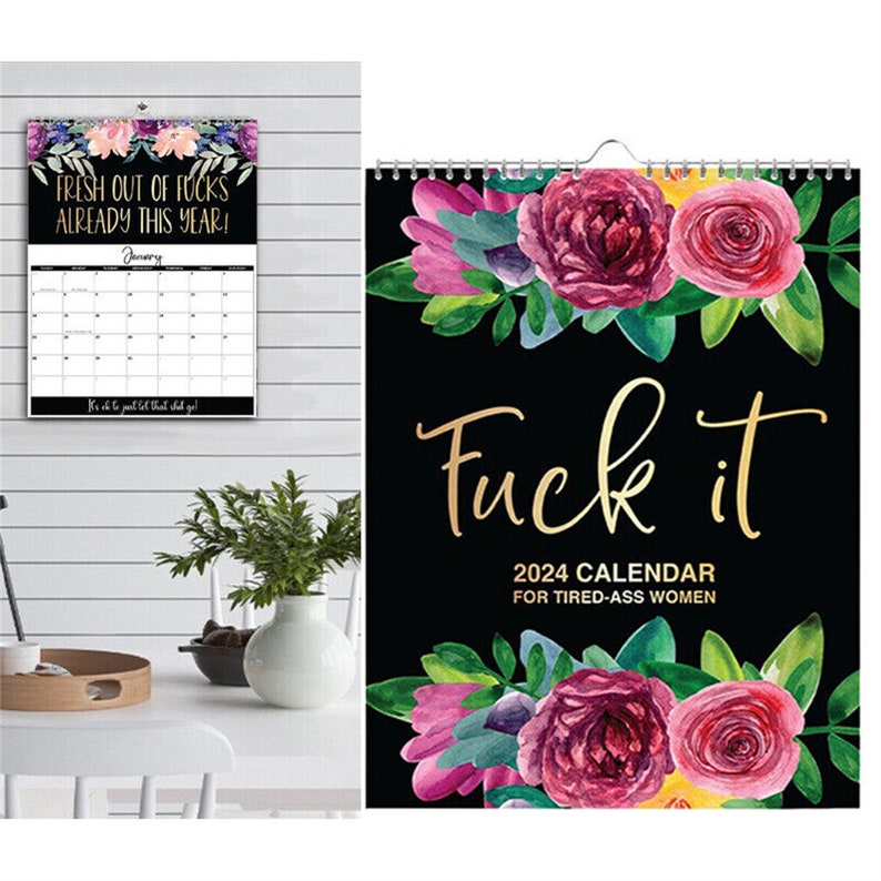 2024 Flower Wall Calendar Monthly Calendars With a Humorous Etsy