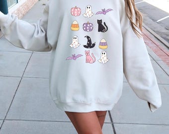 Bluza z okrągłym dekoltem Halloween Vibes | Bluza na Halloween | Upiorne wibracje