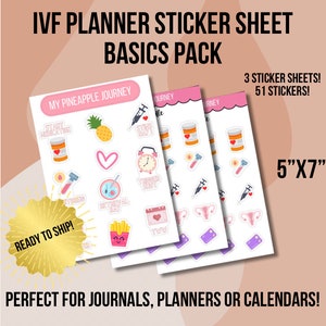 IVF Sticker Sheet Set - IVF Planner Stickers - IVF Milestone Stickers - Journal Stickers - Calendar Stickers - Vinyl Sticker Sheet Reminders