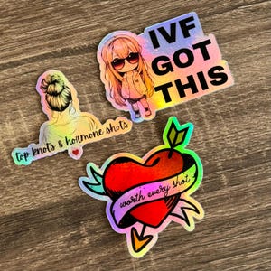 IVF Sticker Bundle | IVF Journal Stickers | Hologram Vinyl Sticker Pack | IVF Affirmation Sticker | Positive Motivational Sticker Set