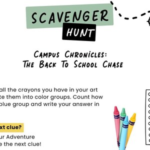 Educational Scavenger Hunt Prek / Kindergarten (campus Chronicles) Etsy