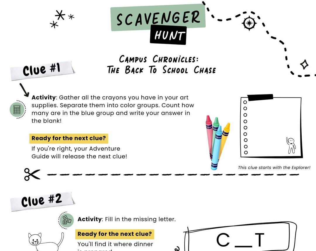 Educational Scavenger Hunt - Prek / Kindergarten (campus Chronicles) - Etsy