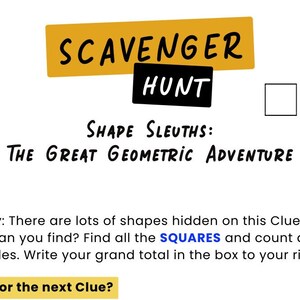 Educational Scavenger Hunt - 1st-3rd Grade (Shape Sleuths)