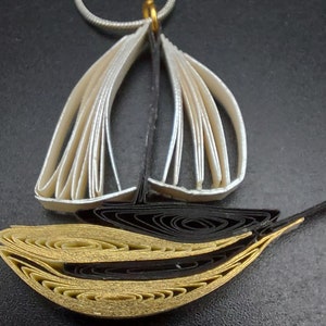 Fascino Quilling Neclace di carta nave dei sogni - Gioielli Quilling - Fatto a mano - Catena serpente placcato argento - Regalo unico - Regalo di Natale