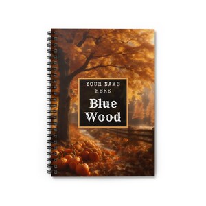 Spiral Notebook - Enchanted Autumn: Dreamy Pumpkin Grove by the Fence in Light-Filled Fantasy