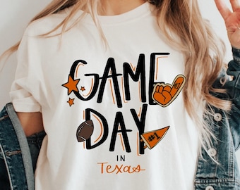 Cute Game Day In Texas, Longhorns PNG, Hook Em Football PNG, UT, Longhorns Shirt Design