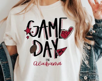 Cute Game Day In Alabama, Crimson Tide PNG, Roll Tide Football PNG, Alabama Shirt Design