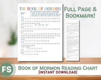 Book of Mormon Reading Chart with Bookmark (INSTANT DIGITAL DOWNLOAD)