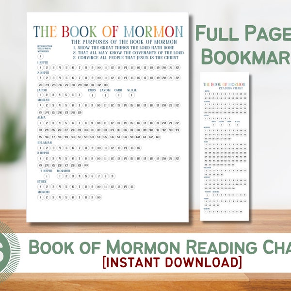 Book of Mormon Reading Chart with Bookmark (INSTANT DIGITAL DOWNLOAD)