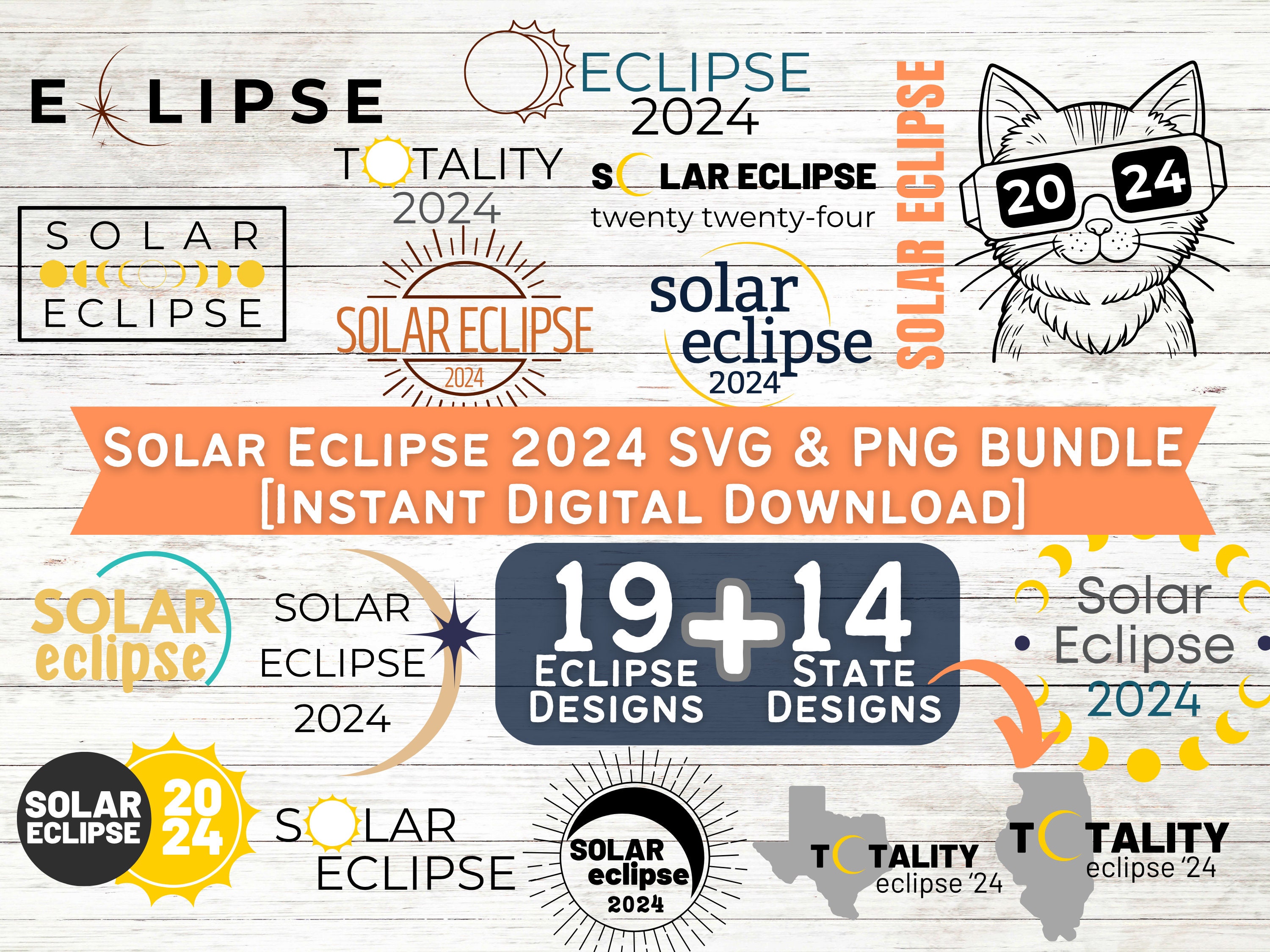 Solar Eclipse 2024 SVG PNG Files, Totality Files instant Digital