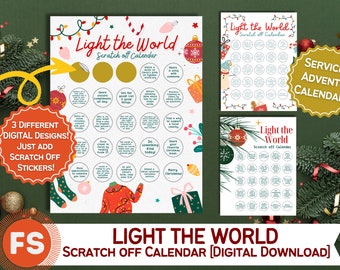 Light the World Christmas Service Advent Calendar - Scratch off (DIGITAL DOWNLOAD)