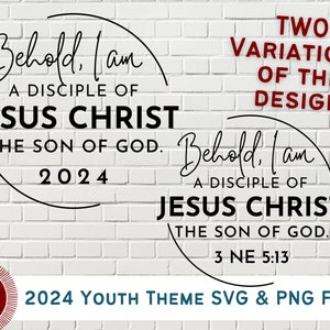 Tema juvenil SUD 2024 "Seré discípulo de Jesucristo" 3 Nefi 5:13 SVG y png [Descarga DIGITAL] Diseño simple y de un solo color