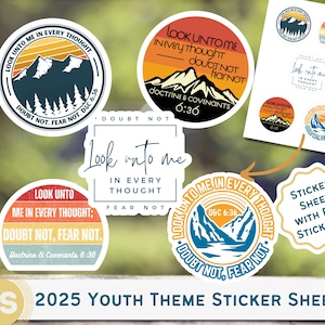2025 LDS Youth Theme Stickers &quot;Look Unto Christ&quot; (STICKER SHEET with 5 Stickers)