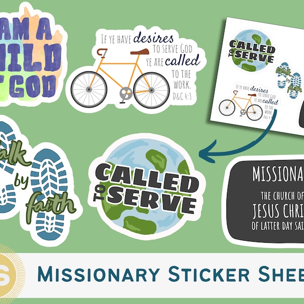 LDS Missionary Vinyl Sticker Sheet with 5 Stickers
