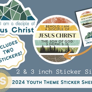 2024 LDS Jugend-Thema Aufkleber &quot;Ich bin ein Schüler Jesus Christ&quot; Berg-Vinyl-Sticker Bogen mit 2 Aufklebern