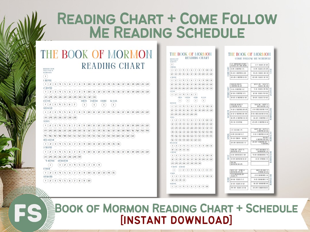 Book of Mormon Reading Chart With Come Follow Me Weekly Calendar