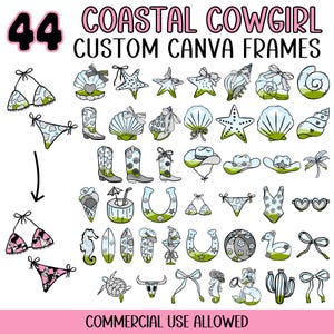 Coastal Cowgirl Canva Frames: Editable Retro Templates (Digital Download