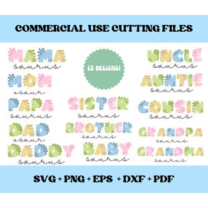 Mamasaurus SVG-Bundle, Mamasaurus SVG, Familie SVG, Dino zwar, niedliche Dinosaurier Form, Mama & ich Sägeblatt, Dadosaurier Zeichen, Sublimation, Png, Dxf, Eps