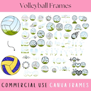 Volleyball Canva Frames Template Bundle: Sporty PNG File (Digital Download)