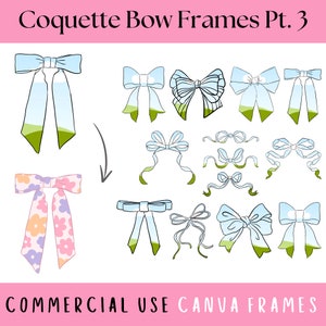 Coquette Bows Canva Frames Pt. 3, Trendy Ribbon Canva Frame Template, Girly Floral Bow Frame, Coquette Canva Frame, Preppy Bow Custom Bundle