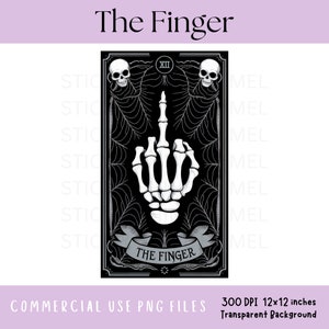 De vinger grappig skelet tarotkaart PNG-sublimatieontwerp, trendy Halloween-clipartbestand, humoristische, spookachtige tarotkaart, clipart, schedel png
