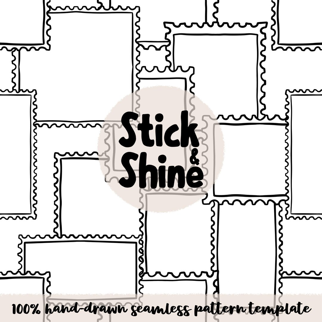Repeating Stamp Pattern Hand-drawn Postal Stamp Seamless Pattern Template #2 | Create Your Own ...