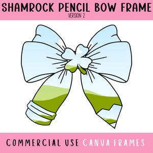 Laço de lápis de trevo coquete Canva Frame modelo editável, clipart de fita do dia de São Patrício, laço de lápis de trevo de quatro folhas, crie seu próprio PNG