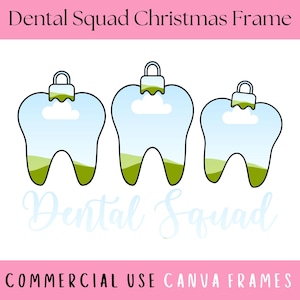 Modelo de moldura Canva editável para dentista de Natal do Dental Squad, design de sublimação de feriado para assistente de dentista, lima de dente, faça seu próprio PNG